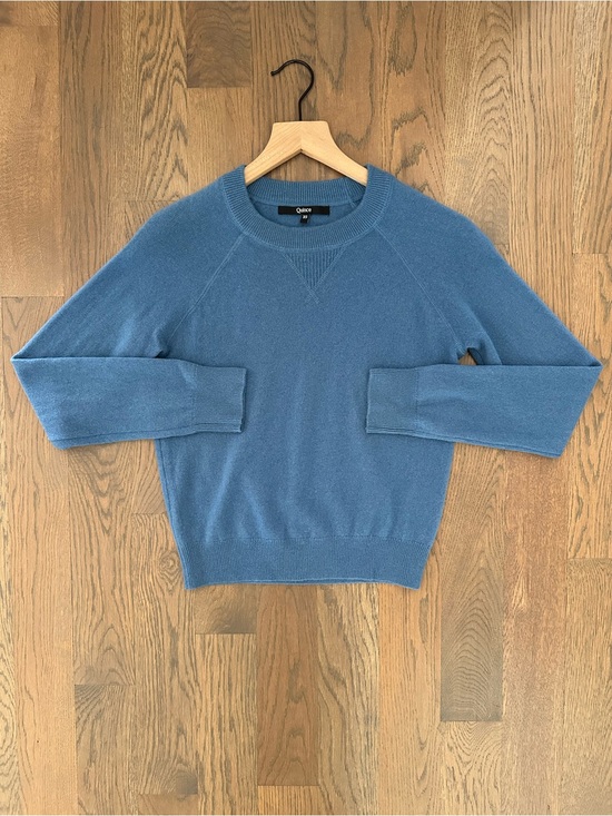 Quince Sweaters - Quince Mongolian Shrunken Cashmere Sweatshirt in Cornflower Blue Extra Small